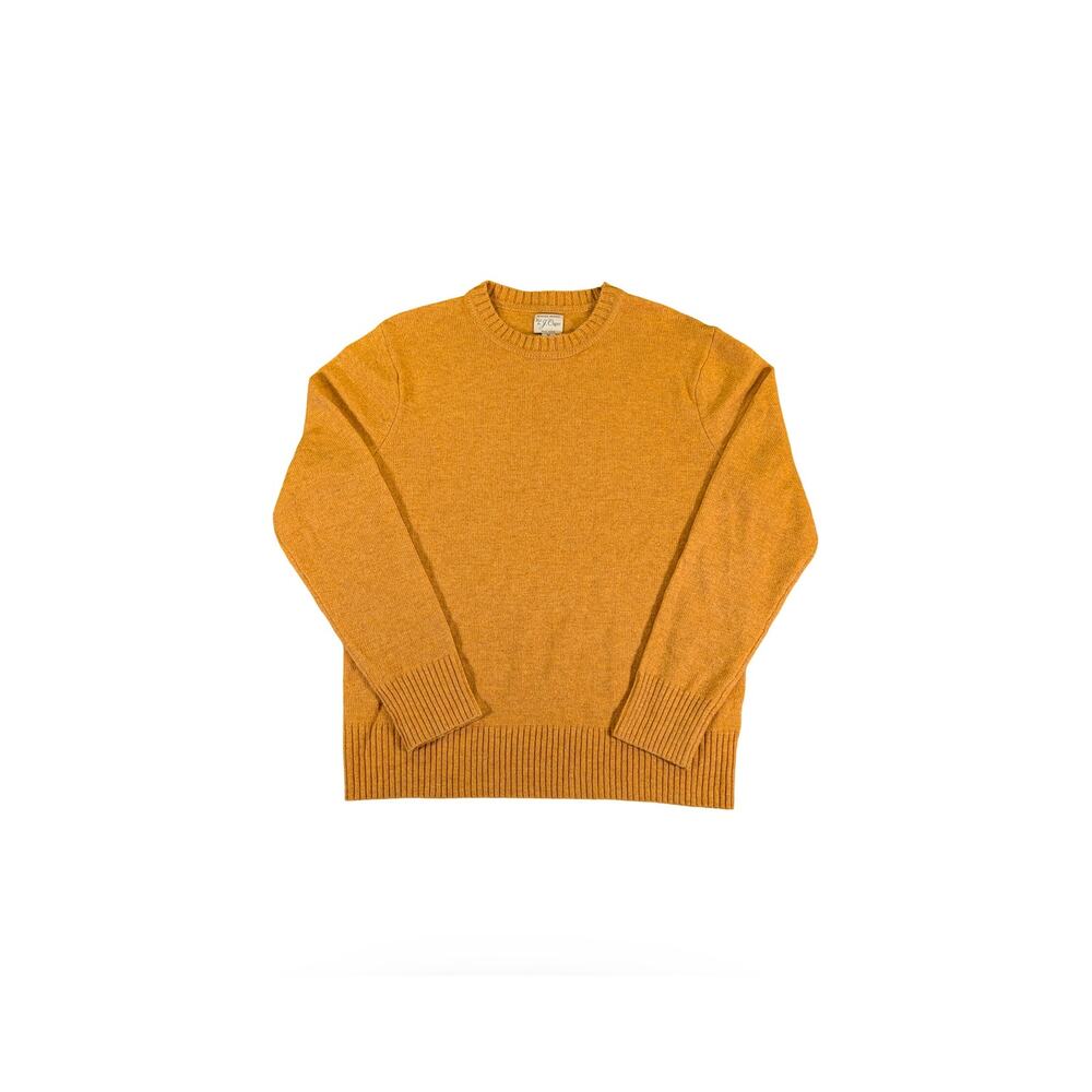 J Crew Rugged Merino Sweater Mens Medium Mustard Gold Wool Blend